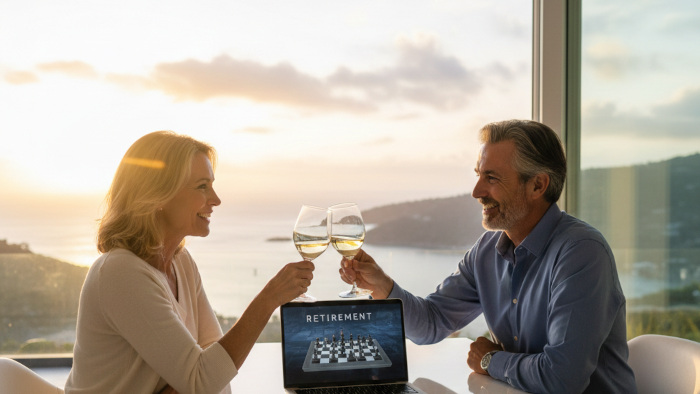 A couple doing retirement planning in their 50s